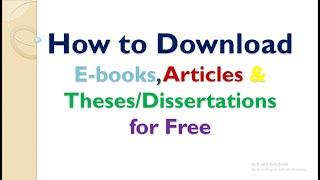 How to Download e-Books & Journal Articles Free: Strictly for beginners | Lib.Gen | BookSc | Sci-Hub