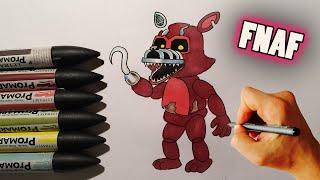 How to Draw nightmare adventure Foxy from Five Nights at Freddy's FNAF World drawing lesson