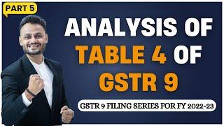 Part 5 Analysis of Table 4 of GSTR 9 | Annual GST Return