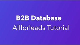 Allforleads B2B Database