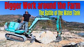 Digger Work Around the Farm - Battle of the Water Tank #offgridliving #minidigger