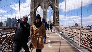 ⁴ᴷ Walking Across the Brooklyn Bridge to Manhattan in New York City