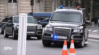 Vladimir Putin's convoy with new cars in Paris during his visit