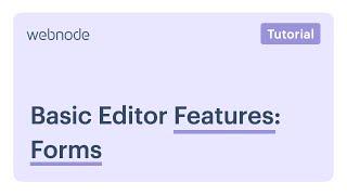 Webnode | Basic editor features: Forms
