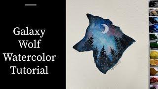 Galaxy Wolf Watercolor Painting Tutorial Step by Step