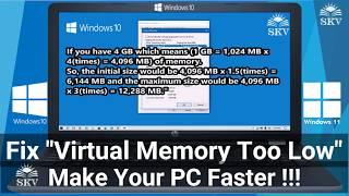 How to Set Virtual Memory Size in Windows 10/11 | Fix "Virtual Memory Too Low" Make Your PC Faster!!