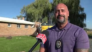 Rexburg Police Lt. Ray Hermosillo reacts to Daybell home demolition