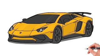 How to draw a LAMBORGHINI AVENTADOR LP750-4 SV 2017 / drawing lambo lp710 SuperVeloce 2016 car