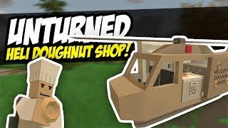 HELICOPTER DOUGHNUT SHOP - Unturned Flying Store | Making Dough! (Funny Moments)