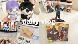 vlog  unboxing anime figure, reading manga, omori plushies haul, chill day in my life at home