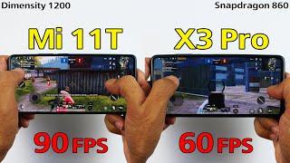 Xiaomi Mi 11T vs Poco X3 Pro PUBG TEST - Dimensity 1200 vs Snapdragon 860 | PUBG 90 FPS vs 60 FPS