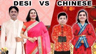 DESI VS CHINESE | Food Challenge with family | Favourite food | Aayu and Pihu Show