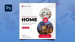 Real Estate Social Media Poster Design in Photoshop | Design Crafters Hub