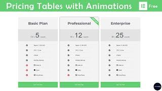 How to Create Pricing Tables with Elementor Free