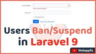 How to Ban/suspend Users in Laravel | Block User in Laravel | Lock Account Laravel | User Disable