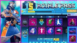 SEASON 15 ROYAL PASS 1 TO 100 RP REWARDS || 100 RP OUTFITS & GUN SKINS ||