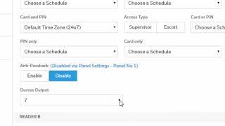 How to Configure a Duress Output on a Reader of a NetAXS Panel Using the Web Interface