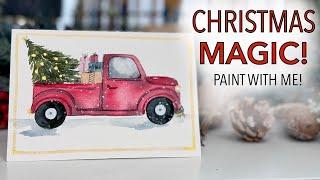 Watercolour Christmas Magic In A Little Red Truck! Paint With Me!