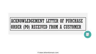 How to Write an Acknowledgement Letter of Purchase Order Received