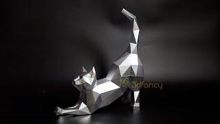 DIY 3D PaperCraft - Cat stretching paper craft for home decor | 3d svg files for cricut, cameo 4