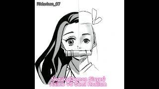 Drawing Nezuko(Demon Slayer) anime vs semi realism