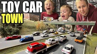 DAD Builds TOY CAR TOWN We made it BIGGER 1:64 scale Diorama