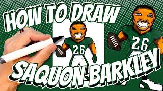 How to Draw Saquon Barkley for Kids - Philadelphia Eagles NFL Football Player