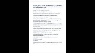 MAST 1010 Final Exam Spring 2022 with complete solution