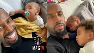 Safaree Becomes A Human Pillow For Son Legend During Daddy Duty! 