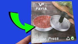 FAVIA Burger Press Patty Maker with 100 Wax Papers Set I Non-Stick Hamburger Meat Mold Ring