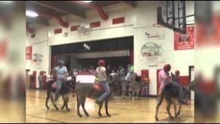 Raw: Students Play Basketball Riding Donkeys