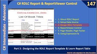 C# RDLC Reports | Part 3 - Report Template and Report Table | C# Advanced #147