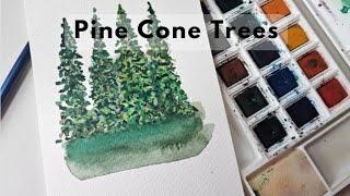 Watercolor Pine Cone Trees, Art Vlog paint with me #Watercolor #watercolorart #watercolorpaintinting