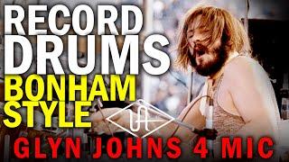 How to Record Drums Bonham Style  [recording Glyn Johns method with 4 mics] (Universal Audio Apollo)