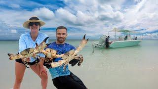 Hand Catching the Strongest Crab on Earth | Sandbar Stone Crab Catch & Cook