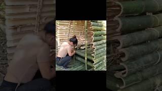 Beautiful Woman Builds Stunning Bamboo House in the Forest #survival #forest #bushcraft #shorts