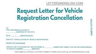 Request Letter For Vehicle Registration Cancellation - Letter for Cancellation of Registration