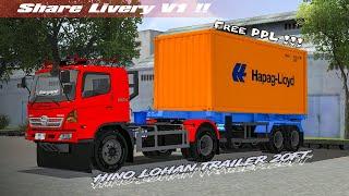 Share mod, livery&PPL V1 || hino 500 lohan engkel trailer kontainer 20ft