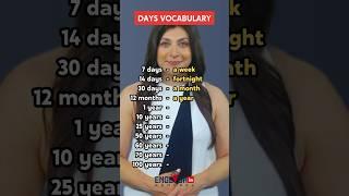 Days Vocabulary in English