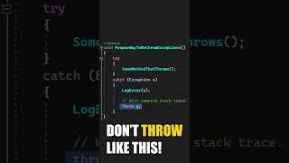 Don't Rethrow Your Exceptions The Wrong Way #shorts