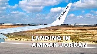 Boeing 737-800 Airplane Landing in Amman | Ryanair Flight to Queen Alia Airport | Welcome to Jordan