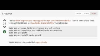 HandBrake, Linux mint  - mp4 encode - install