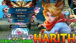 SAVAGE & MANIAC Harith Aggressive Gameplay - Top 1 Global Harith by Georgetté - Mobile Legends