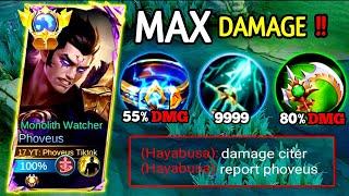 PHOVEUS MAX DAMAGE BUILD DAN EMBLEM 2024 100% BROKEN DAMAGE TOP GLOBAL PHOVEUS REVAMP GAMEPLAY