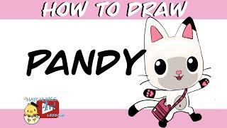 How to draw Pandy Paws Kitty from Gabby’s Dollhouse- Little Hatchlings Art Lessons