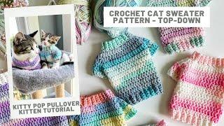 Crochet Cat sweater Pattern - Top-Down Seamless Construction