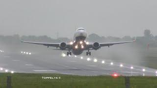 Ryanair Boeing 737 Late take off on wet runway Incredible Mega splash