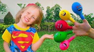 Daddy finger Nursery Rhymes Play with Balloons and learn colours -  by Alex and Nastya