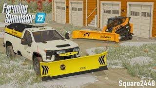 Snow Plowing At Townhouses! (Chevy 3500 & ASV Skidsteer) | FS22