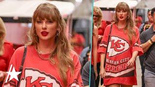 Taylor Swift Cheers On Travis Kelce In Chiefs Dress